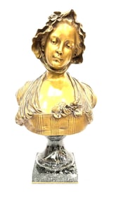 Bronze Bust of a Maiden Signed G. F. Pamano