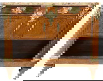 French 19th Century Empire Neoclassical Style Burl Walnut and Ormolu Server