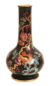 Chinese Black Cloisonné Enamel Vase with Floral Decoration, 20th C.