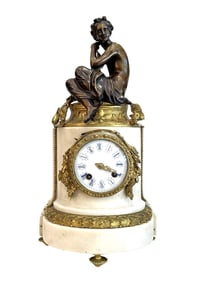 Antique French Marble & Gilt Bronze Taveau Freres Clock