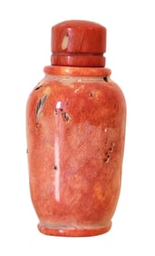 Antique Carved Red Coral Snuff Bottle, Mid-20th Century