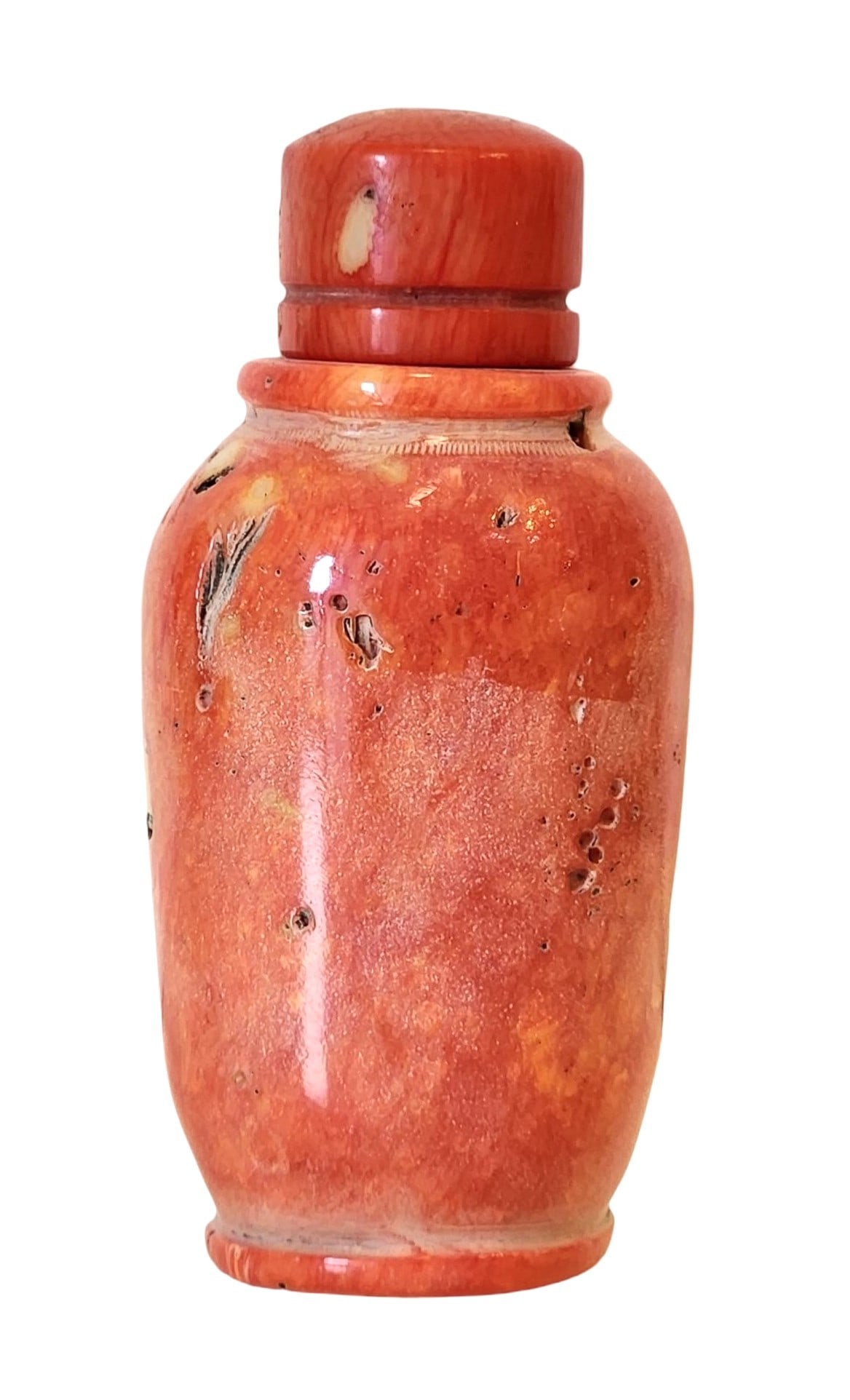 Antique Carved Red Coral Snuff Bottle, Mid-20th Century (1 of 3)