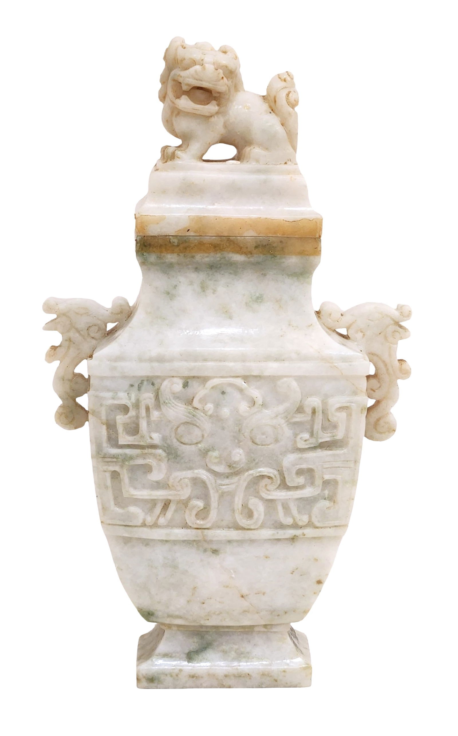 Chinese Carved Jade Covered Vase with Foo Dog Finial (1 of 7)