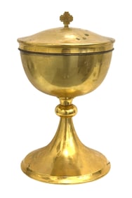 Vintage Brass Church Ciborium with Cross Lid – Bertrand Foucher, Montreal