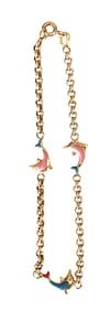 Italian 18K Gold and Enamel Dolphin Bracelet