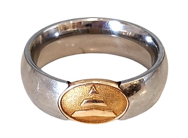 Two-Tone Stainless Steel and 10K Yellow Gold Ring, USA