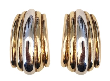 Pair of 14K Two-Tone Gold Hoop Earrings