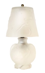 Sarsaparilla Deco Designs Frosted Glass Lamp, 1984