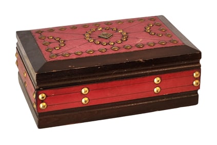 Vintage Toyo/Sankyo Wooden Music Box with Brass Stud Decoration