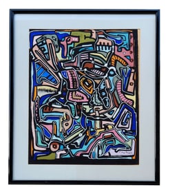 1967 Abstract Modernist Mixed-Media Painting, Signed Taylor