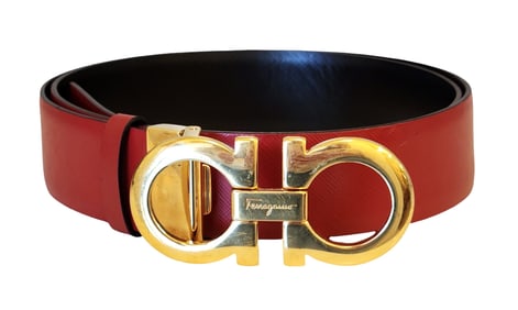 Salvatore Ferragamo Gancini Reversible Leather Belt with Gold-Tone Buckle