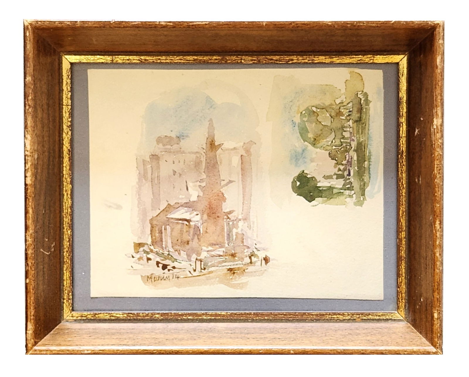 John Marin (1870 - 1953) American: John Marin (1870 - 1953) American Watercolor on Paper Measure 5 1/4"in H x 6 3/4"in W and 7 1/4"in H x 9"in W x 1 3/4"in D Known for: Painting-modernist landscape-coastal, etching Biography: John Mari