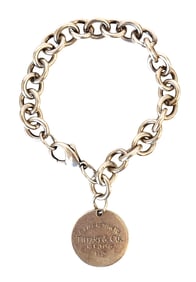 Tiffany Marked Sterling Silver “Please Return to Tiffany & Co.?? Round Tag Bracelet with Tiffany