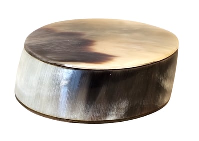 Vintage Polished Horn Oval Lidded Box