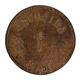 Antique Hacienda Token – “ESCOJIDA?? 1R Copper Trade Token, Latin American