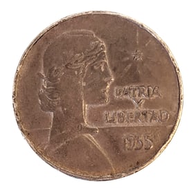 1935 Cuba Silver 1 Peso Coin – “Patria y Libertad?? – .900 Fine Silver