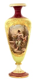 Large Austrian Hand-Painted Portrait Vase, Signed Edhiederl, “Torlesung,?? c.1900