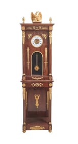 Exceptional Empire Style Mahogany and Gilt Bronze Longcase Clock