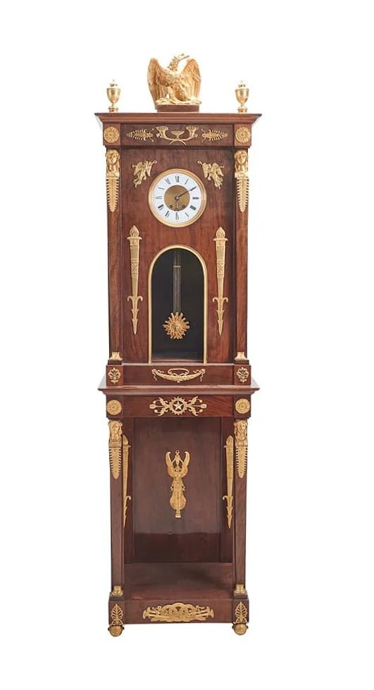 Exceptional Empire Style Mahogany and Gilt Bronze Longcase Clock (1 of 4)