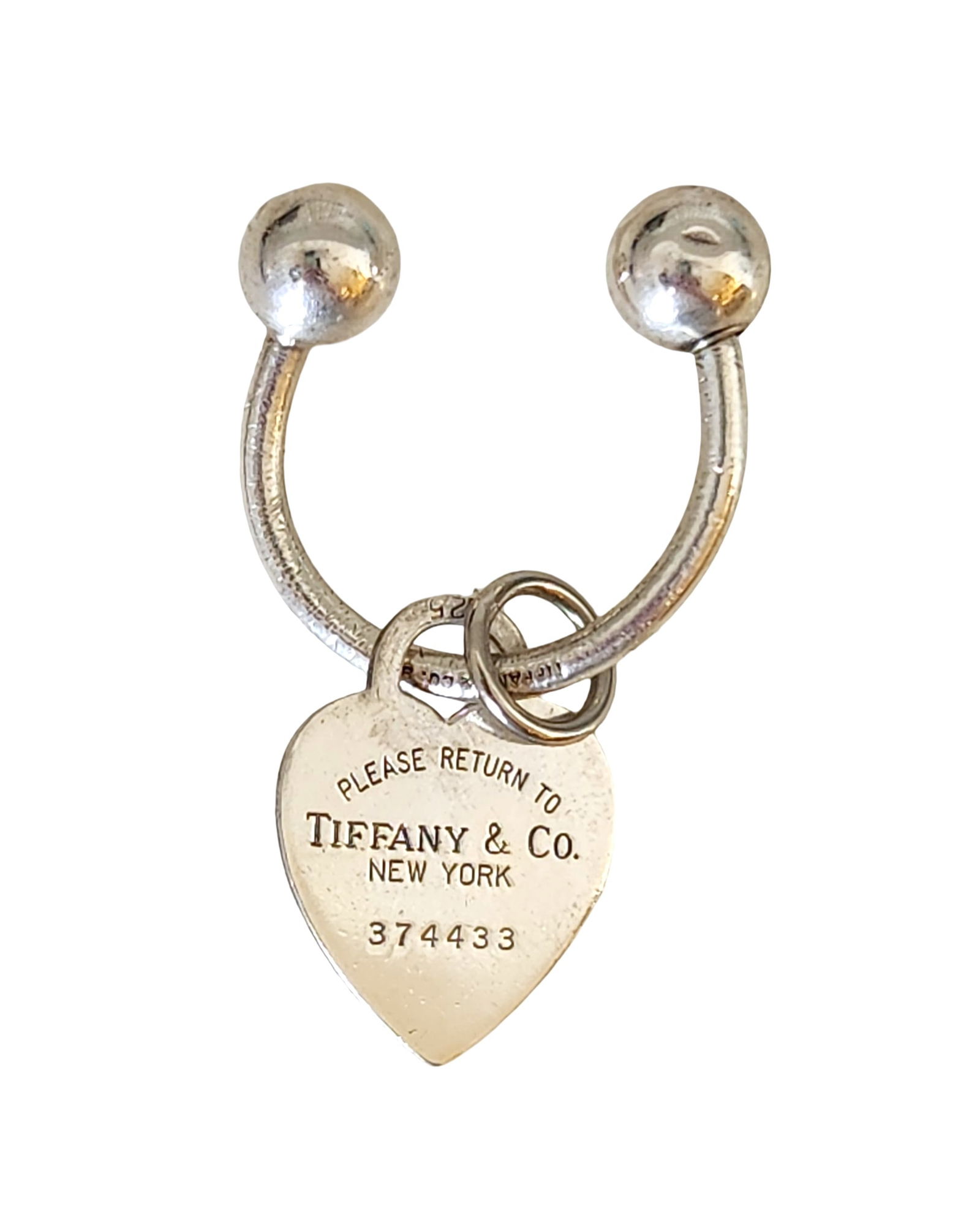 Tiffany & Co. Sterling Silver “Please Return to Tiffany“ U-Shaped Heart Tag Key Ring – .925 (1 of 5)