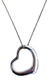 Tiffany & Co. Elsa Peretti Sterling Silver Open Heart Pendant Necklace