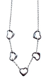 Tiffany & Co. Elsa Peretti Sterling Silver Open Heart Five-Charm Necklace