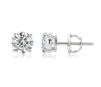 0.28 ctw 14K White Gold 4 Prong Screwback Round Stud (LAB-GROWN)