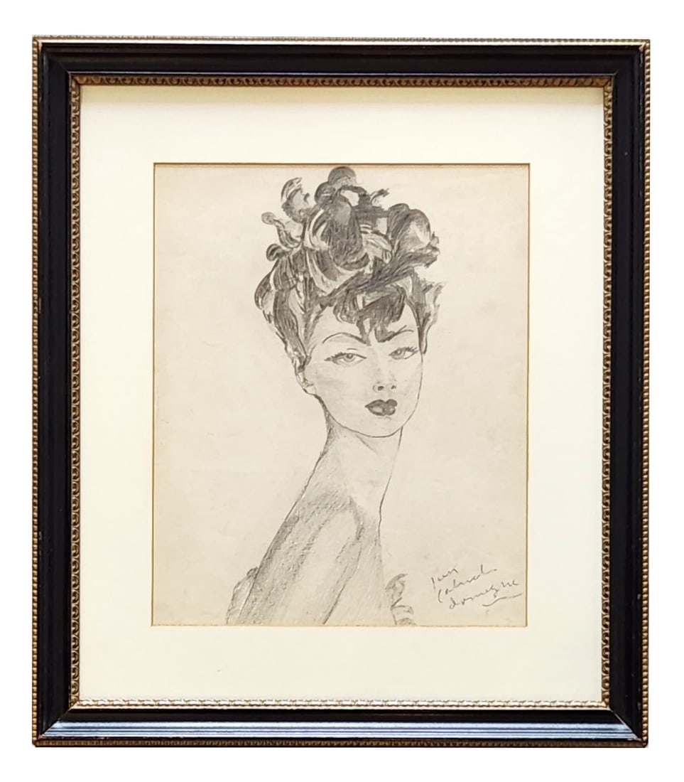 Jean Gabriel Domergue (1889 - 1962) France: Jean Gabriel Domergue (1889 - 1962) France Pencil on Paper Measure 10"in H x 8 1/4"in W and 15 1/2"in H x 13 1/2"in W framed Known for: Seductive Parisien female figure painting and drawing, clothes d