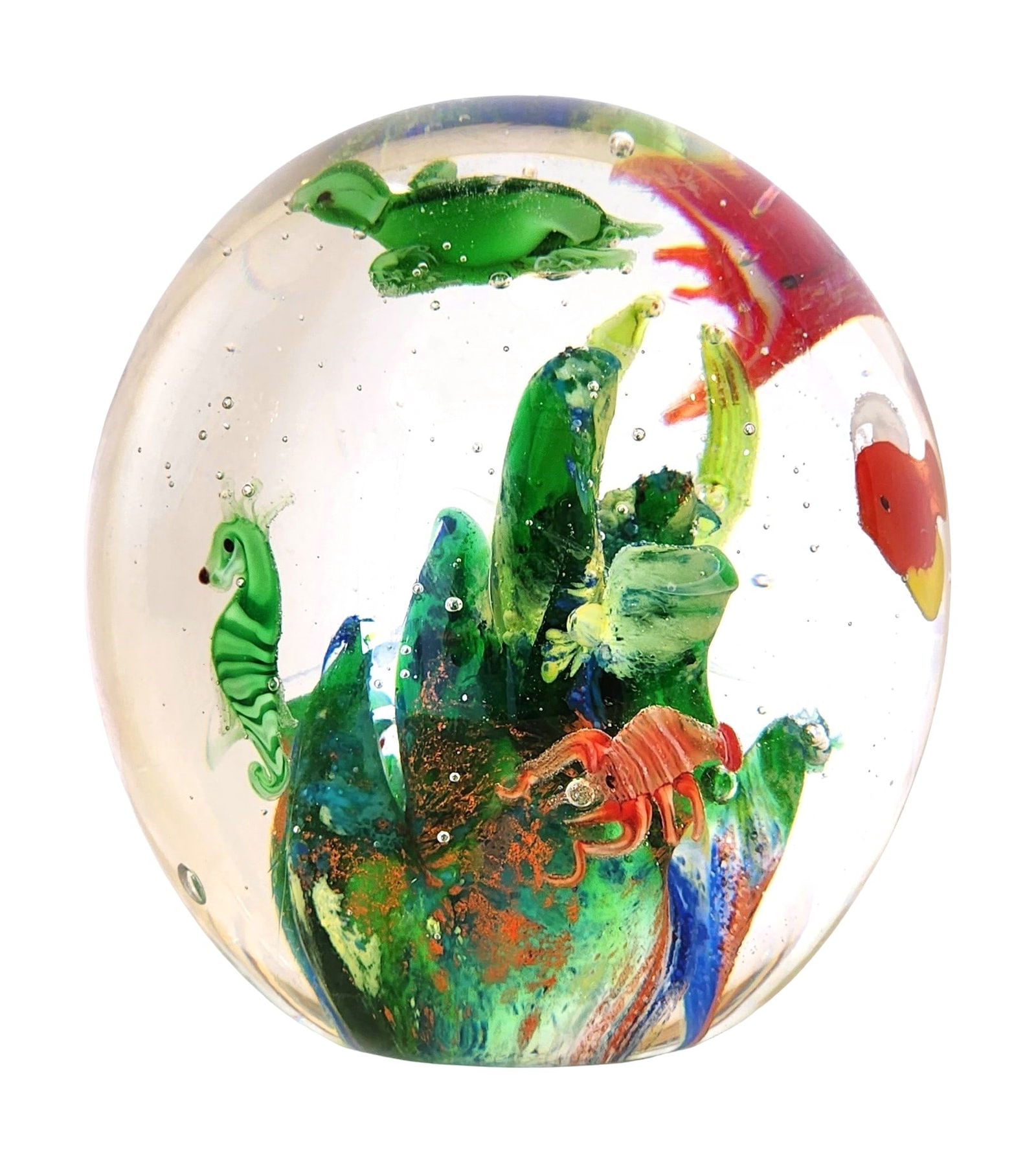 Murano Glass Aquarium Paperweight with Fish and Sea Life, 20th Century (1 of 3)