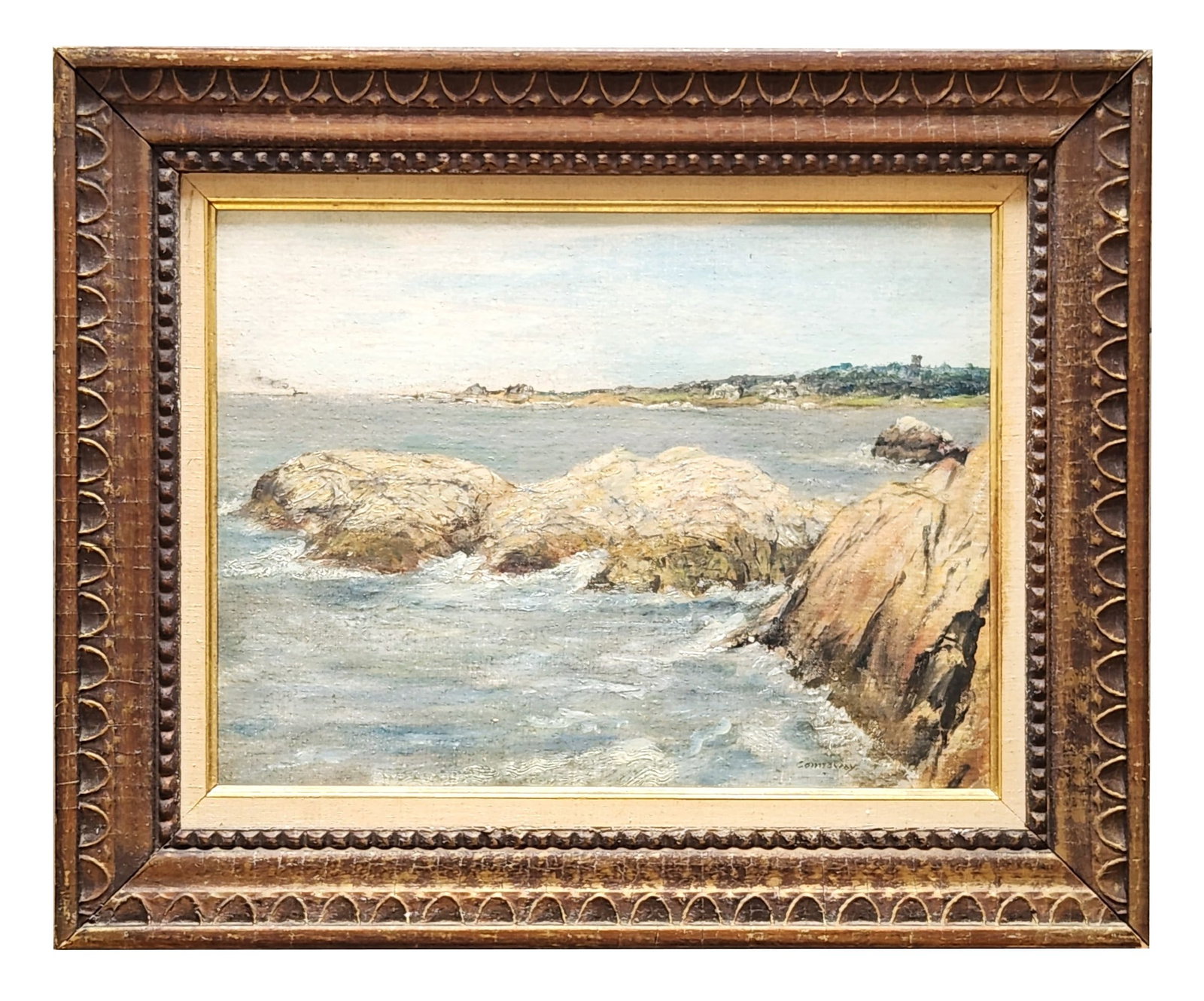 Jay Hall Connaway (1893 - 1970) American: Jay Hall Connaway (1893 - 1970) American Oil on Canvas on Board Measure 17 1/2"in H x 13 1/2"in W and 25"in H x 21"in W framed Known for: Coastal view, marine, landscape painting Biography: A