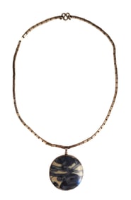 Sterling Silver Necklace with Hand-Painted Porcelain Pendant