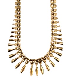 14K Italian Gold Link Necklace with Tapered Dangle Charms – Marked 14K Italy