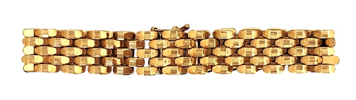 14K Gold Milor Italy Wide Textured Link Bracelet – Vintage Italian Gold