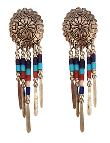 Sterling Silver .925 Multicolor Beaded Dangle Earrings