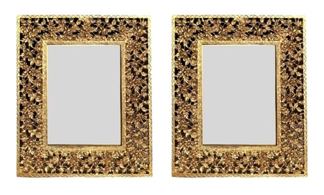 Pair of Ornate Gilt Carved Openwork Frames – Floral Rococo Style