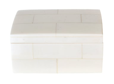 Handcrafted White Inlaid Hinged Decorative Box with Cedar Wood Interior