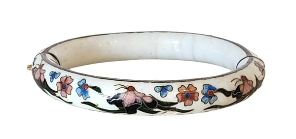 Vintage Enamel Floral Bangle Bracelet
