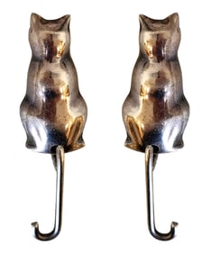 Vintage Mexican Sterling Silver Cat Earrings – Figural 925 Kitty Design with Dangling Hooks