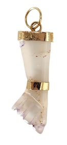 Vintage 14K Gold Carved Stone Figa Charm – Italian Good Luck Amulet Pendant