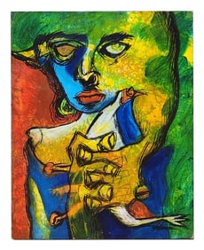 Abstract Expressionist Painting Signed, Cuban School