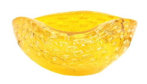 Mid-Century Murano Bullicante Amber Art Glass Bowl