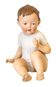 German Bisque Porcelain Figure of a Seated Baby, Marked 4305