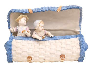 Porcelain Figural Basket with Children Decoration