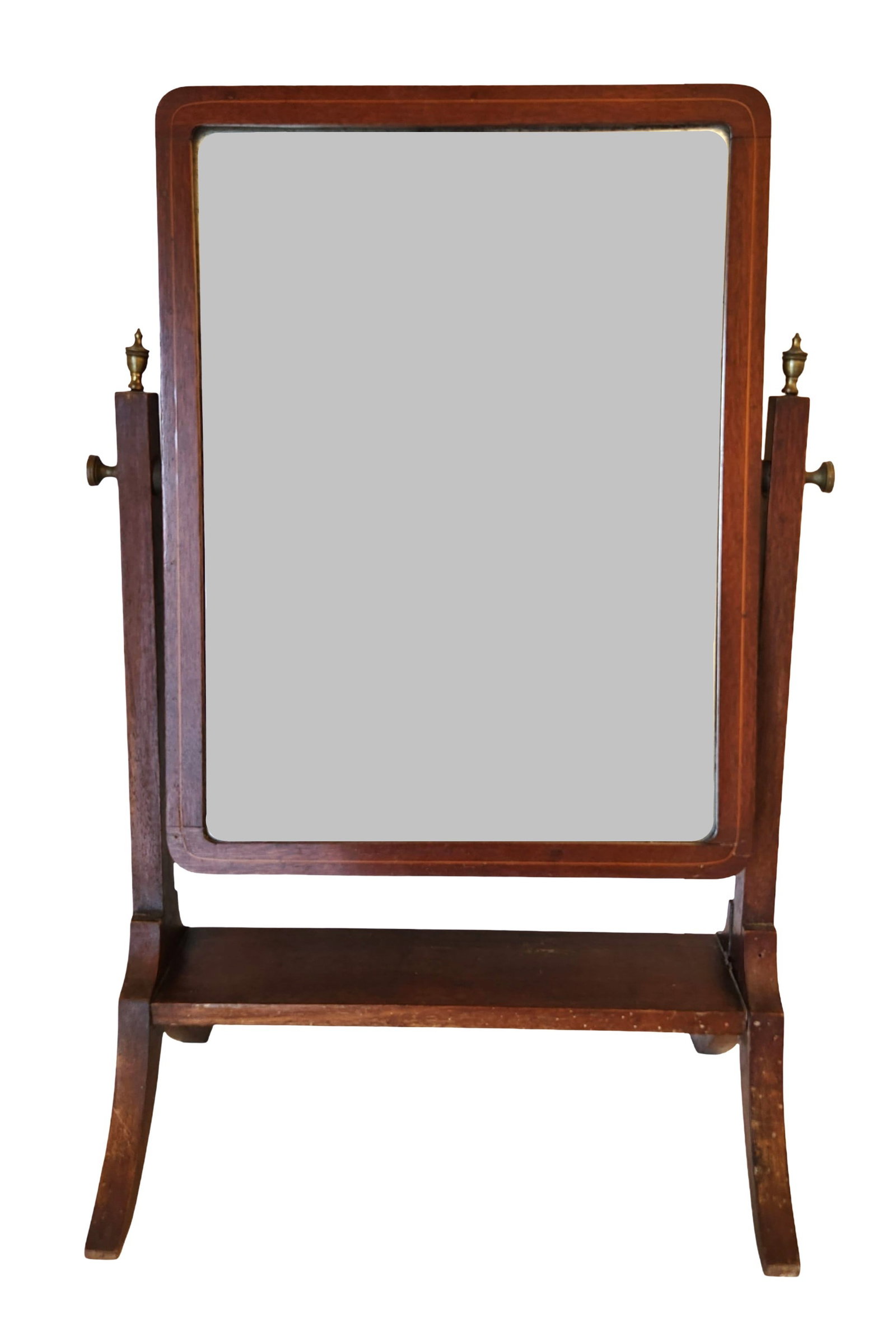 Antique Wooden Cheval Dressing Mirror with Brass Finials (1 of 5)