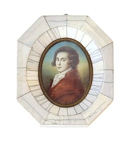 Antique Hand Painted Miniature Plaque of Mozart