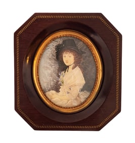 Antique Portrait Miniature of Fashionable Lady