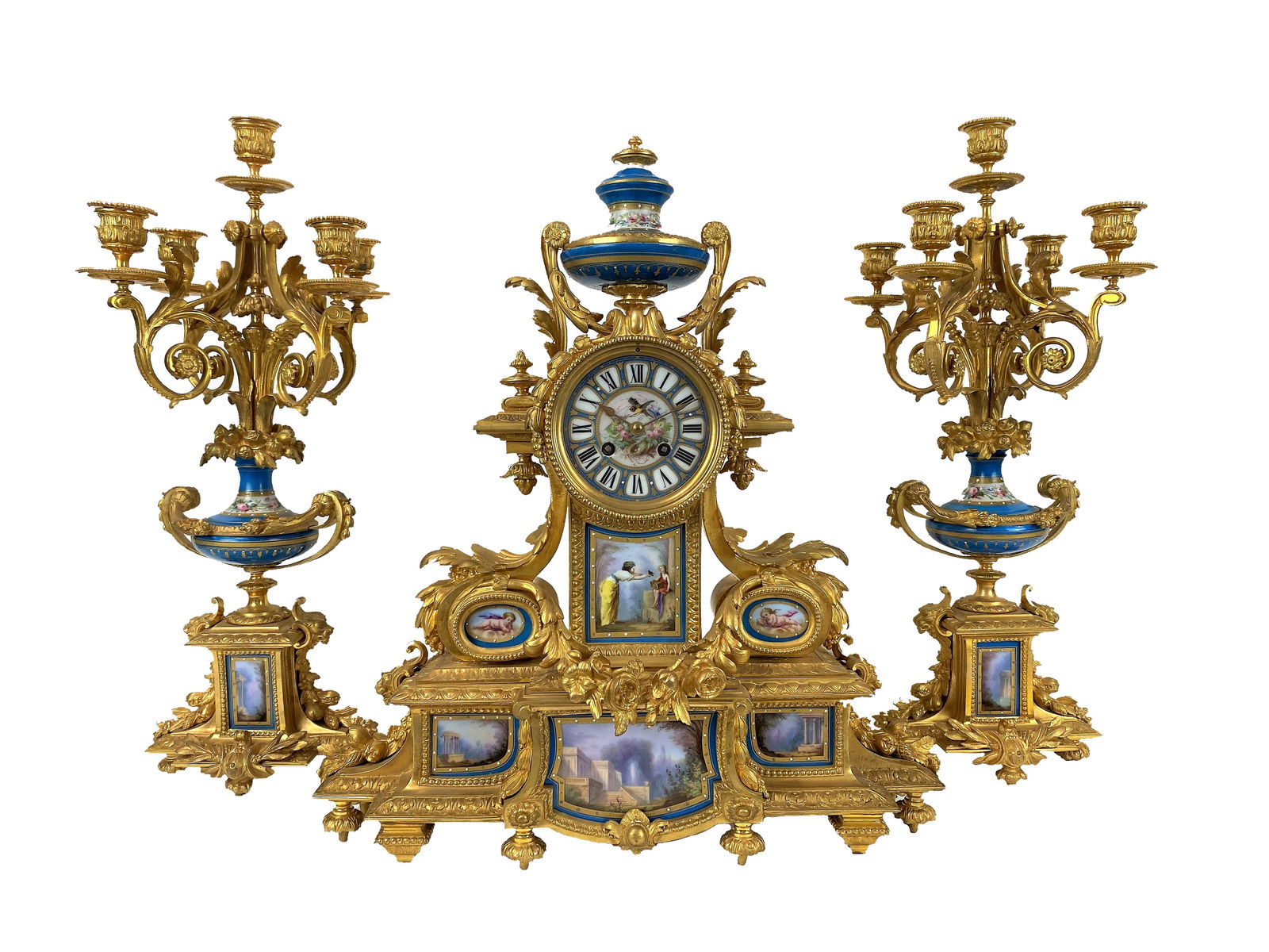 Louis XVI Sevres Porcelain Mounted Clock Garniture (1 of 11)
