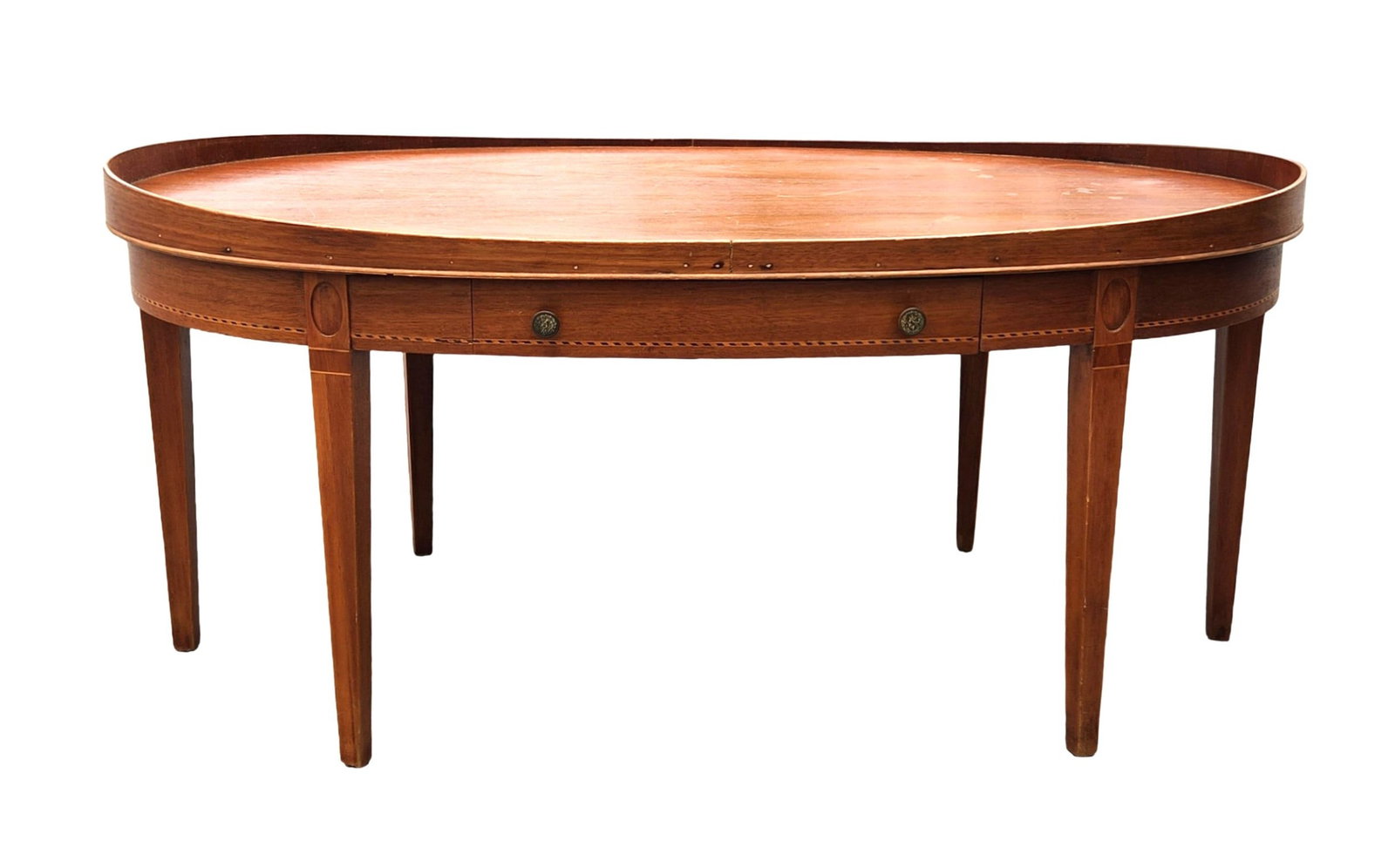 Mersman Oval Federal Style Inlaid Mahogany Table with Drawer, Model 6904 (1 of 7)