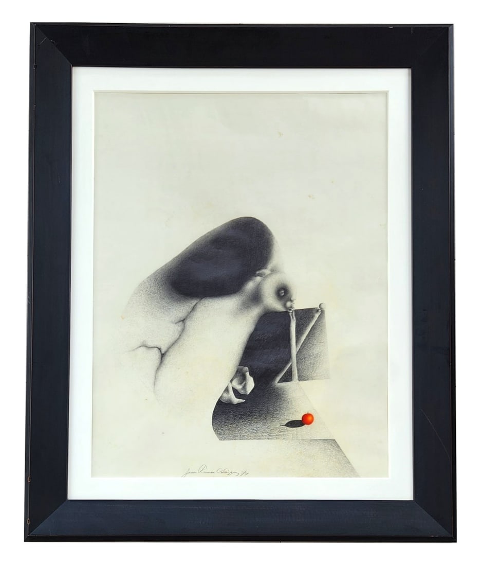 Juan Ramon Velazquez (Born 1950) Puerto Rico: Juan Ramon Velazquez (Born 1950) Puerto Rico Charcoal on Paper Measure 23"in H x 17 1/2"in W and 31"in H x 25 1/4"in W framed