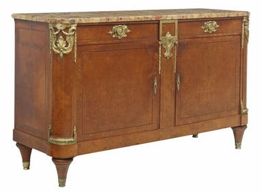French 19th Century Empire Neoclassical Style Burl Walnut and Ormolu Buffet